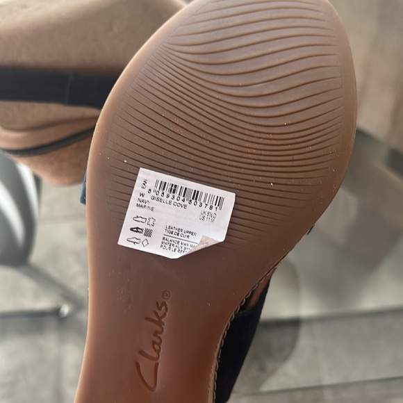 Clarks Giselle Cove Slingback Platform Wedge Sandals, Navy Size 11 New w/Tag - Picture 9 of 10